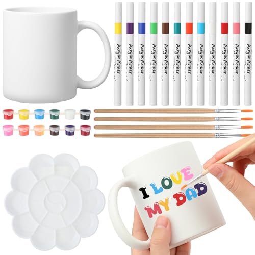 Ninehaoou DIY Painted Ceramic Mug Kit for Mother