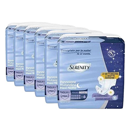 MAURY'S IL NUMERO UNO DEL RISPARMIO SERENITY PANNOLONE MUTANDINA MAXINOTTE CON CAMOMILLA TAGLIA L 14 PEZZI (Taglia L | 6 confezioni)