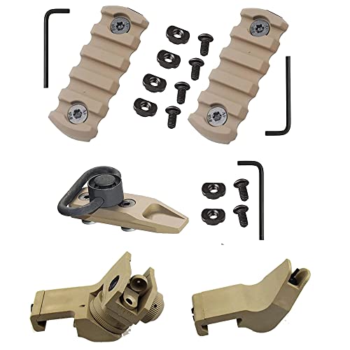 5 Slots Rail Section for Five Slots Rail Picatinny Rail Set of 2 Pieces Rail Red (Pack of 2-5 Slots & Flip Up Sights, Modular)