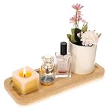 Bambus Tablett Holztablett Badezimmer Kosmetiktabletts Holztablett Schminktisch Badezimmer Thekentablett Kleines Serviertablett Zum Badezimmers Küche Untersetzer Tee Kaffee 27.5 × 11.5 × 1.2 cm