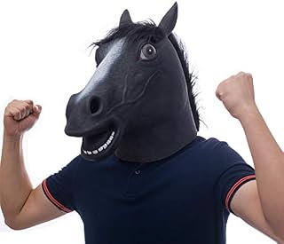 molezu Horse Head Mask, Creepy Horse Mask, Latex Animal Head Mask, Novelty Halloween Costumes, Black Horse (black)