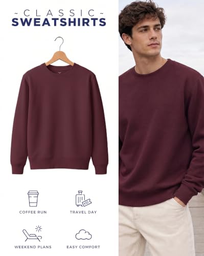 Image of Nobero Sweatshirts for Man Stylish | 280 GSM Rich Cotton Fleece Solid Regular Fit Full Sleeve Sweatshirt for Men | Stylish Casual Wear Winter Crew Neck Sweatshirt for Men