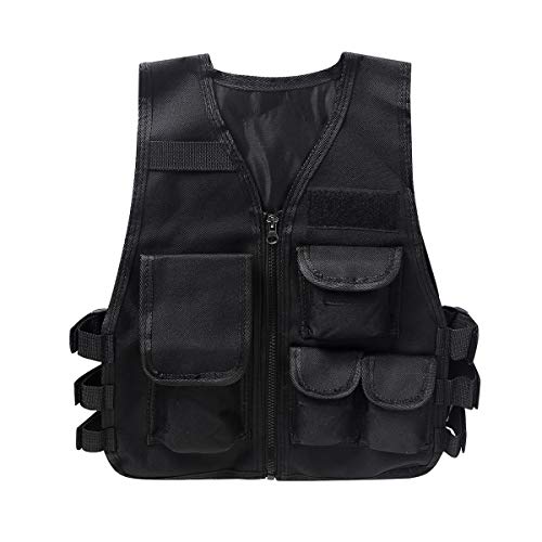 iiniim Kids Children Adjustable Combat Training Vest Outdoor Security Guard Waistcoat for CS Field Multi Pockets