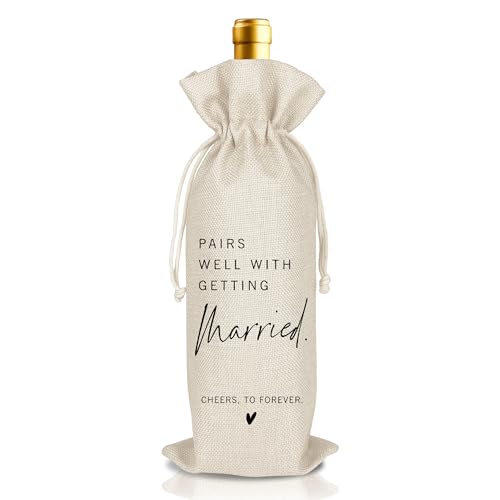 JUPXB Wedding Wine Gift Bags, Wedding Wine Bag for Women, Pairs Well with Getting Married, Gift for Bride Groom His Hers Couples Wife Husband Newlyweds Mr and Mrs Marriage Engagement Gifts (A51)