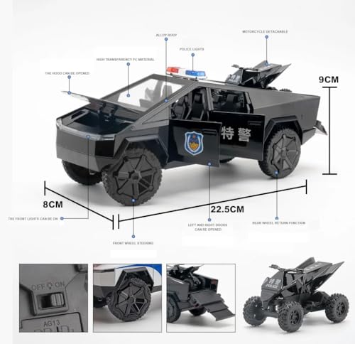 Image of 1:24 Scale Exclusive Alloy Metal Pull Back Die-cast Car Scale Model with Sound Light Mini Auto Toy for Kids Metal Model Toy Car with Sound and Light?(Tesla -Police CAR -Multicolor)