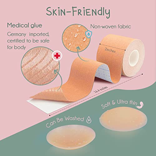 Boob Tape boobytape for breast lift - Trans & Invisible Skin Tape, Backless Bra,S, 2 Nipple Covers Lingerie, Outfits Shape Tape, Sticky Bra Push Up Bob breast enhancement2