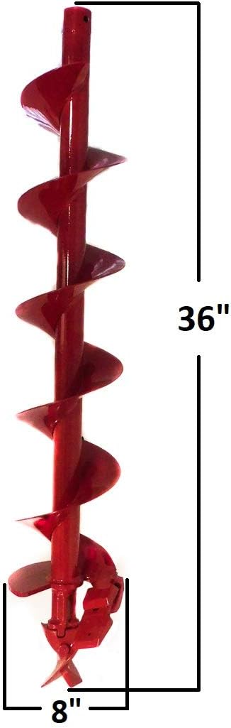 Rice Hydro 8" Post Hole Auger Bit | Power Head Attachment for Gas Post Hole Digger | Tool for Digging Electric Fence Posts, Signs & Planting | Made in The USA