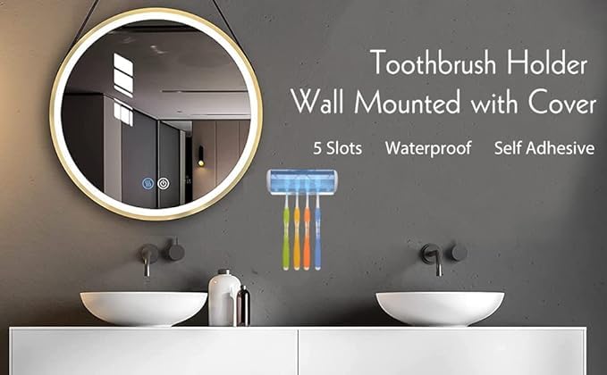 Prostuff.in® Plastic 1 Pcs Easily Wall Mounted 5 Toothbrush Holder Storage with Dust Proof Cover Holder for Bathroom Multicolor 3