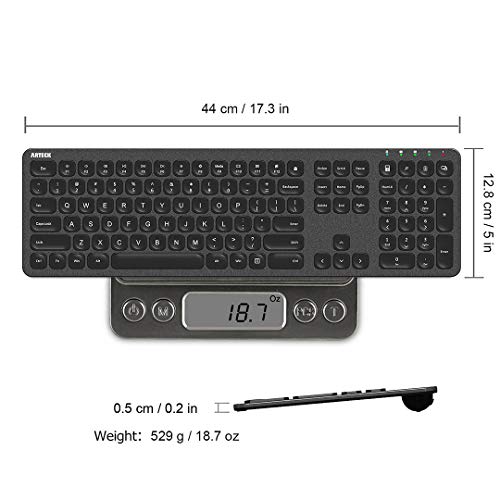 Arteck 2.4G Wireless Keyboard Stainless Steel Ultra Slim Full Size Keyboard With Numeric Keypad For Computer/Desktop/Pc/Laptop/Surface/Smart Tv And Windows 10/8/ 7 Built In Rechargeable Battery #TOP5