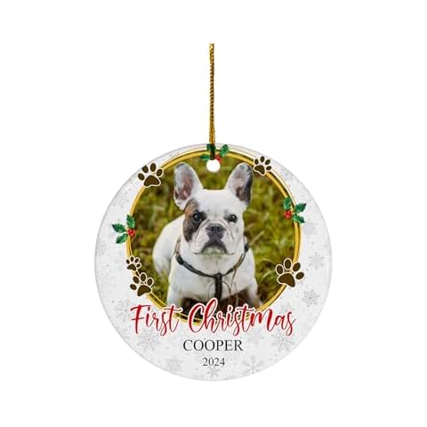 FLOCHIL Personalized Dog Christmas Ornaments, Custom Photo Name for Christmas Trees, Dog First Christmas Ornaments, Best Gifts for Dog Lovers, Pet Lovers Cover