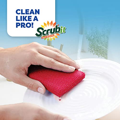 Image of SCRUBIT Multi-Purpose Dish Scrub Sponge, Non Scratch Scouring Pads, Cleaning Sponges for pots, Dishes, & Non-Stick Cookware - Pot Scrubber Sponges for Kitchen & Bathroom - 12 Pack Dish Sponge - Blue