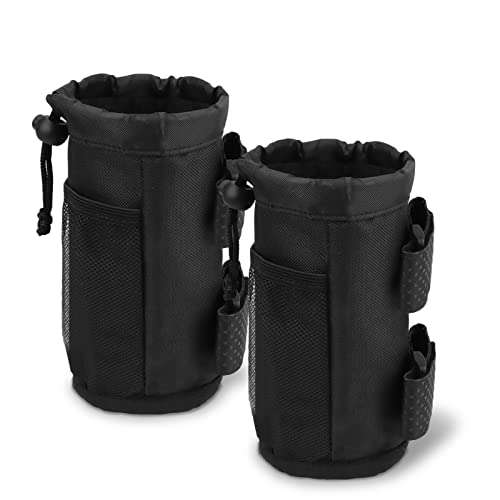HMIEPRS 2Pcs Bike Water Bottle Holder Bags, Insulated Bicycle Cup Holder with Mesh Phone Pockets