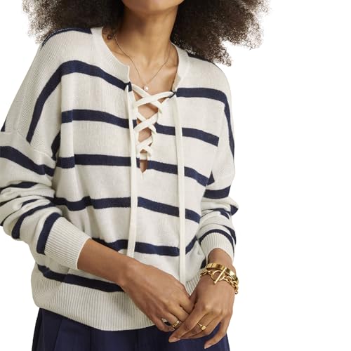Image of Vineyard Vines Women's Linen Cashmere Lace-up Crewneck Sweater