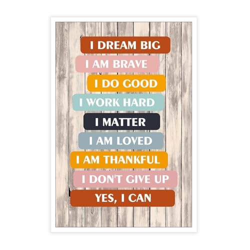 Inspirational Canvas Art Print for Kids Colorful Motivational Quotes Positive Affirmations for Bedroom Dorm Wall Decor(Unframed,