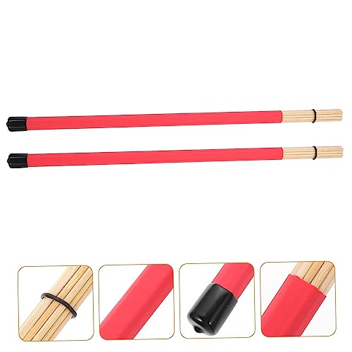 Juego de baquetas Yardwe con agarre para batería, hechas de bambú y plástico, color rojo, tamaño 5B miniatura 4