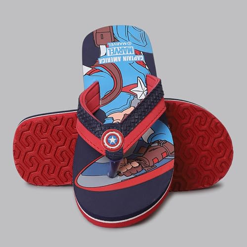 Image of Kidsville Official Marvel Comics Captain America Printed Kids Boys Flip-Flop | Soft, Non-Slip, Indoor, Outdoor, House Slipper, Comfortable & Durable Footwear for Children