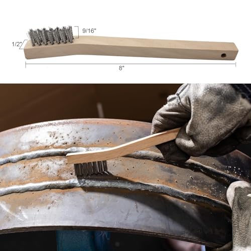 Image of VASTOOLS Wire Brushes Set.for Cleaning Welding Slag, Rust and Dust.10 Heavy Duty Carbon Steel Shoe Handle Wire Scratch Brushes 6pcs, 8 inch Stainless Steel Toothbrush 4pcs