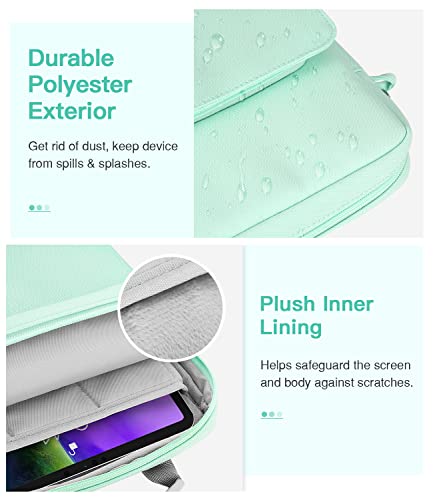 Image of MoKo 9-11 Inch Tablet Sleeve Bag Handle Carrying Case with Shoulder Strap | Fits iPad Pro 11-inch M4, iPad Air 11-inch M2, iPad 10th 10.9, iPad 9 /8 /7th 10.2 and Tab S8 /S9 11, Mint Green