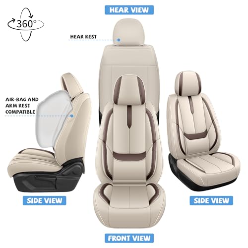 Image of ILMO Seat Covers for Chevy Silverado 1500 2007-2026 (Beige&Brown,Front Set)