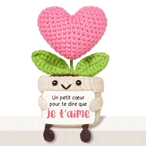 Giftasy Cadeau Amoureux Femme Homme, Cadeau Couple - Je T’Aime Tricotée en Cœur, Cadeau Amour, Cadeaux Anniversaire Saint Valentin pour Petit Ami Copines Elle Lui...
