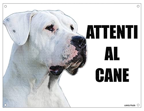 DOGO ARGENTINO attenti al cane TARGA cartello IN METALLO (15X20)