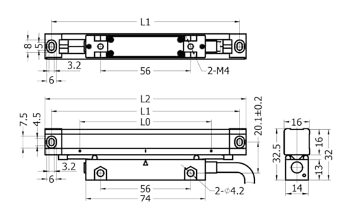 Escala lineal KA200 tamaño 30-200mm precisión 5μm miniatura 3