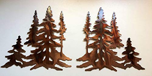 Forest Trees Metal Wall Art Decor Pair Mirrored Set