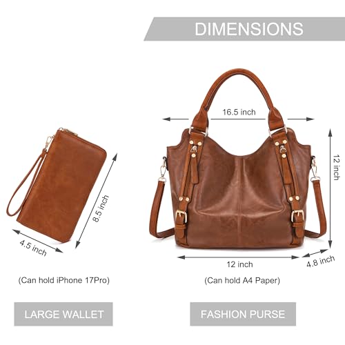 Image of Crossbody Bags for Women Large Hobo Purse Shoulder Handbag Wallet Set 2PCS | Soft PU Leather,Total 9 Pockets,Large Capacity,with a Spacious Functional Wallet,Detachable Shoulder Strap,Stylish Design