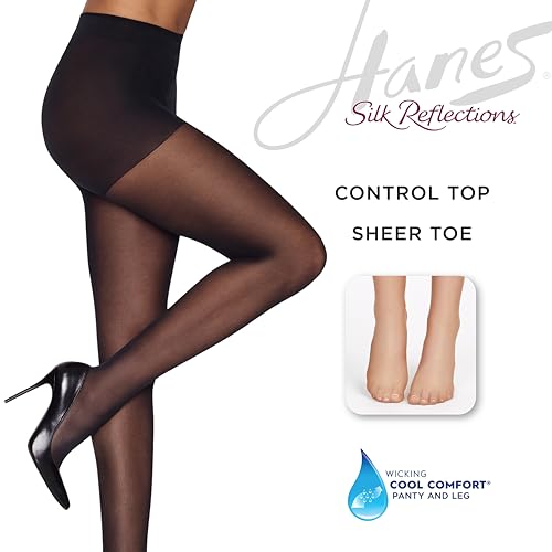 Hanes womens Silk Reflections Control Top Sheer Toe Support Pantyhose2