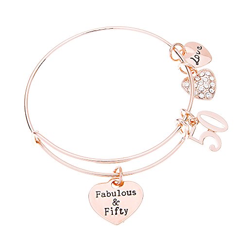 Infinity Collection 50Th Birthday Gifts For Women, 50Th Birthday Expandable Charm Bracelet, Fabulous And Fifty Bracelet, Perfect 50Th Birthday Gift Idea For Her #TOP28