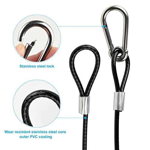 Image of Black Coated Stainless Steel Safety Cable with Carabiner Lock