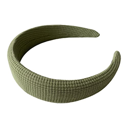 NXACETN Stirnbänder für Damen, Haarreif, einfarbig, kariert, breit, gestrickt, für Damen, Mädchen, Make-up, Sport, Schönheit, Waschen, Gesicht grün Cover