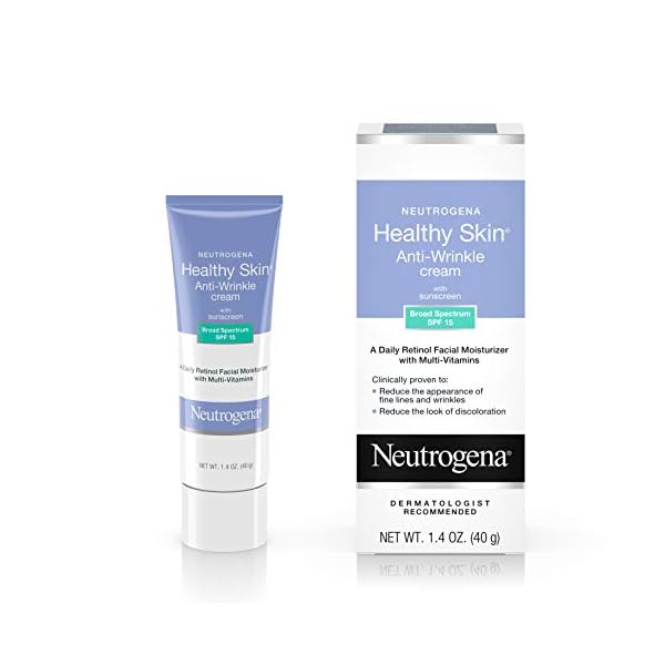 Neutrogena Healthy Skin Anti-Wrinkle Retinol & Vitamin E Daily Moisturizer with SPF 15 Sunscreen, Oil-Free Face & Neck Cream with Retinol, Vitamin E, Vitamin A & Vitamin B5, 1.4 oz