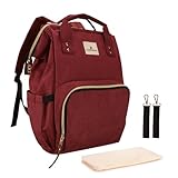 Ramhorn Diaper Backpack Multifunction Travel Backpacks Waterproof Back Pack for Mom, Red