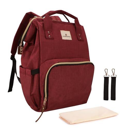 Ramhorn Diaper Backpack Multifunction Travel Backpacks Waterproof Back Pack for Mom, Red