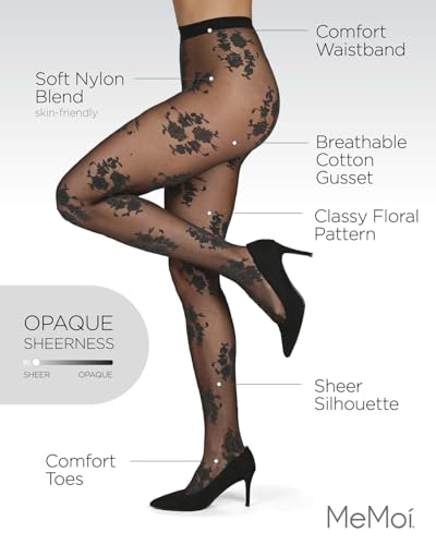 MeMoi Women's Tapestry Floral Sheer Nylon Tights3