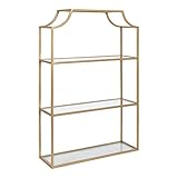 Kate and Laurel Ciel Glam 3-Tier Scalloped Wall Shelf, 20 x 30, Gold, Modern Shelving with Glass...