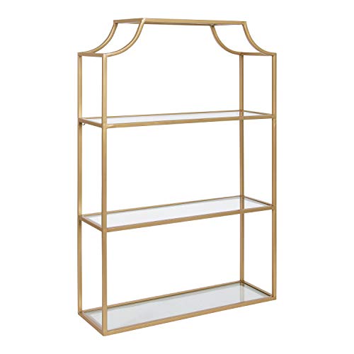Image of Kate and Laurel Ciel Glam 3-Tier Scalloped Wall Shelf, 20 x 30, Gold, Modern Shelving with Glass Tiers