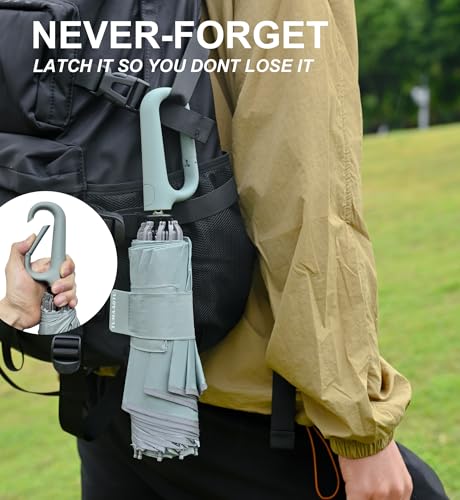 QWB TUMAAOTU Inverted Umbrella with Carabiner Handle, Wind Proof Umbrellas For Rain and Sun, 46 Inch Portable Reverse Folding UV Umbrella, Car Umbrella for Women Men, 10 Ribs2