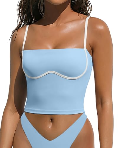 Image of OMKAGI Womens Workout Tank Tops Adjustable Strap Longline Sports Bra Padded Sleeveless Top
