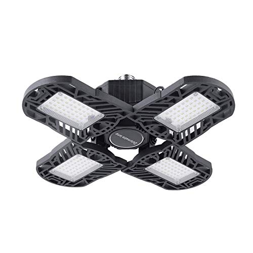 LED Garage Lights, 100W Garage Lighting, E26/E27/B22 10000LM High Bay Deformable LED Garage Ceiling Lights with 4 Adjustable Panels, 6000K Daylight LED Shop Lights for Garage