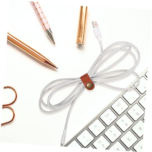 Tofficu 50 piezas ataduras de cuero para gestión de cables, organizador de cables para auriculares con diseño de hebilla duradera para hogar, oficina y viaje miniatura 6