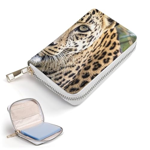 RFID Credit Card Holder Wallets for Women Cute Small Leather Ladies Cardholder Wallets African Animal Leopard Card Organizer Case with Zipper2