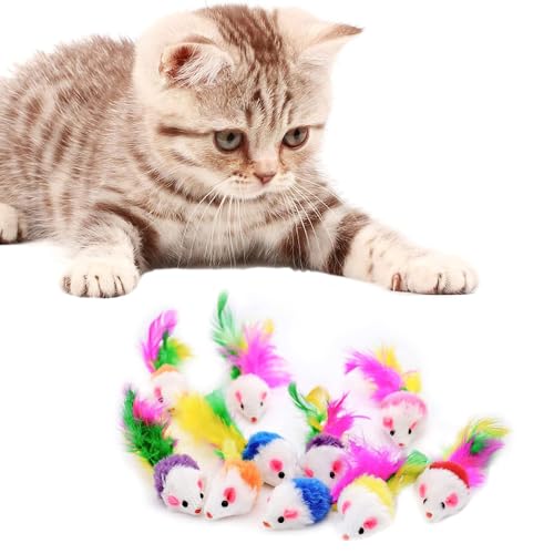 10 Pièces Chat Souris Jouet Chat Interieur avec Hochet Sons Convient Aux Chats pour Jouer(Couleur Aléatoire) – Image 4
