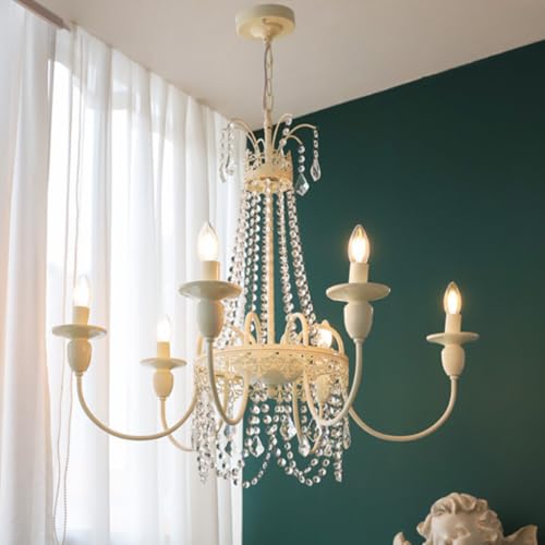 Lustre en cristal rétro blanc crème : l'élégance française pour illuminer votre grand salon