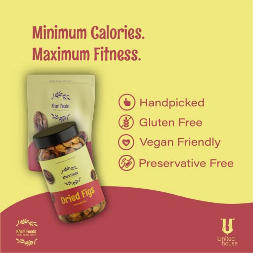 Image of Khari Foods Premium Jumbo Dried Figs, Anjeer Dry Fruits, Rich in Fibre, Iron, Calcium, Healthy Snacks (500g)