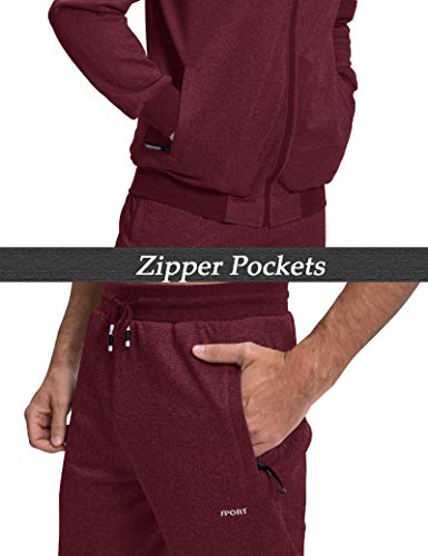 Magnivit Men's Track Suits 2 Piece Jogging Sweat Suits Activewear Sets #1 Wine Red #TOP5