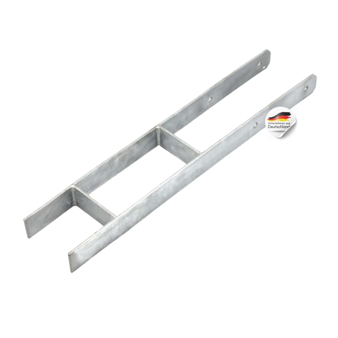 SunnyDeals H-Pfostenanker feuerverzinkt als Pfostenträger| H-Anker 91 x 600 mm |schwerer Betonanker für 9 x 9 cm Pfosten | haltbare Einschlaghülse
