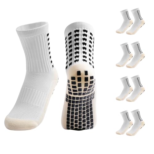 Yufree 4 Pairs Youth Grip Soccer Socks Grip Socks Kids Boys Girls Athletic Sport for Baseball Football Basketball