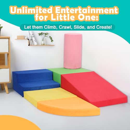 Jungledove USJD125 6-Piece Set Baby Foam Climbing Blocks For Toddlers - Baby Climbing Toys For Toddlers Indoor - Kids Soft Play Climbing For Toddlers - Velvet Foam Play Gym Playtime Corner Climber thumb #3
